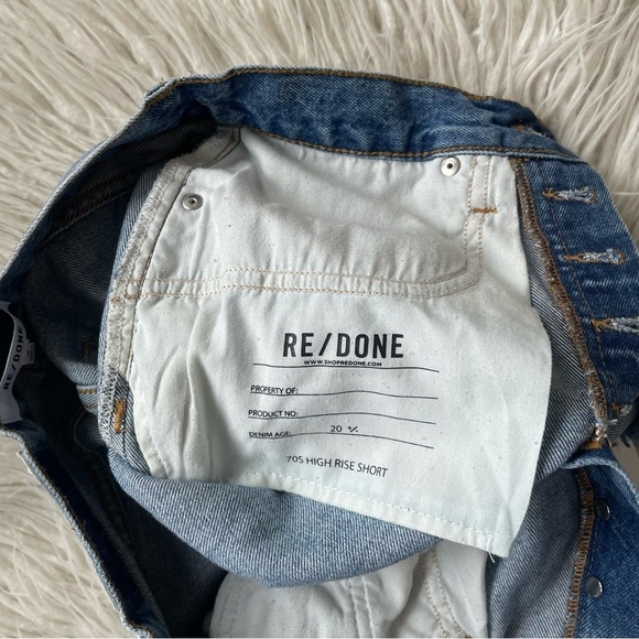 RE/DONE 70s High-Rise Denim 60s Faded Blue Jean Cut Off Frayed Hem Shorts EUC 24 - Picture 10 of 12
